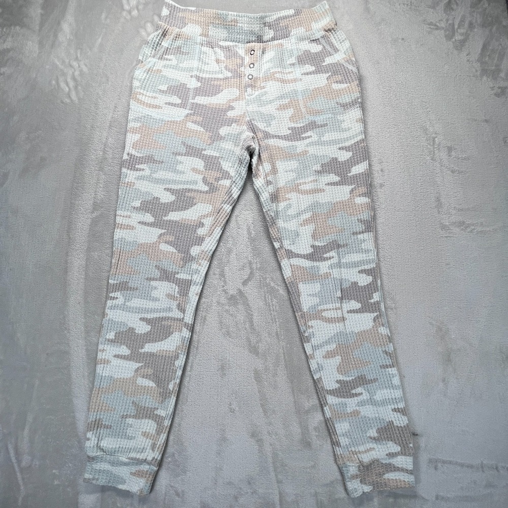 Z Supply Celine Jogger Pants Womens Medium Multicolor Camouflage Waffle Thermal